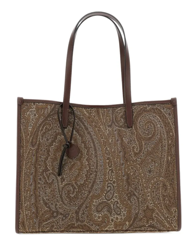 Etro Große Love Trotter Tasche aus Jacquard-Denim mit Paisley-Motiv - Braun Braun