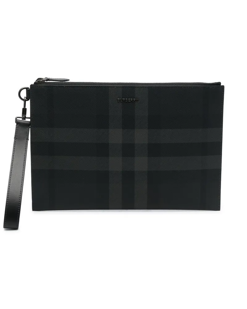 Burberry Clutch mit Karomuster - Grau Grau