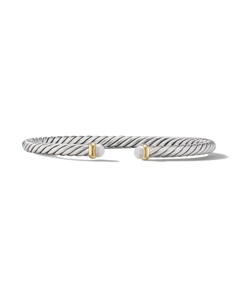 David Yurman 14kt Cable Flex Gelbgold- und Sterlingsilberarmband 4mm Silber