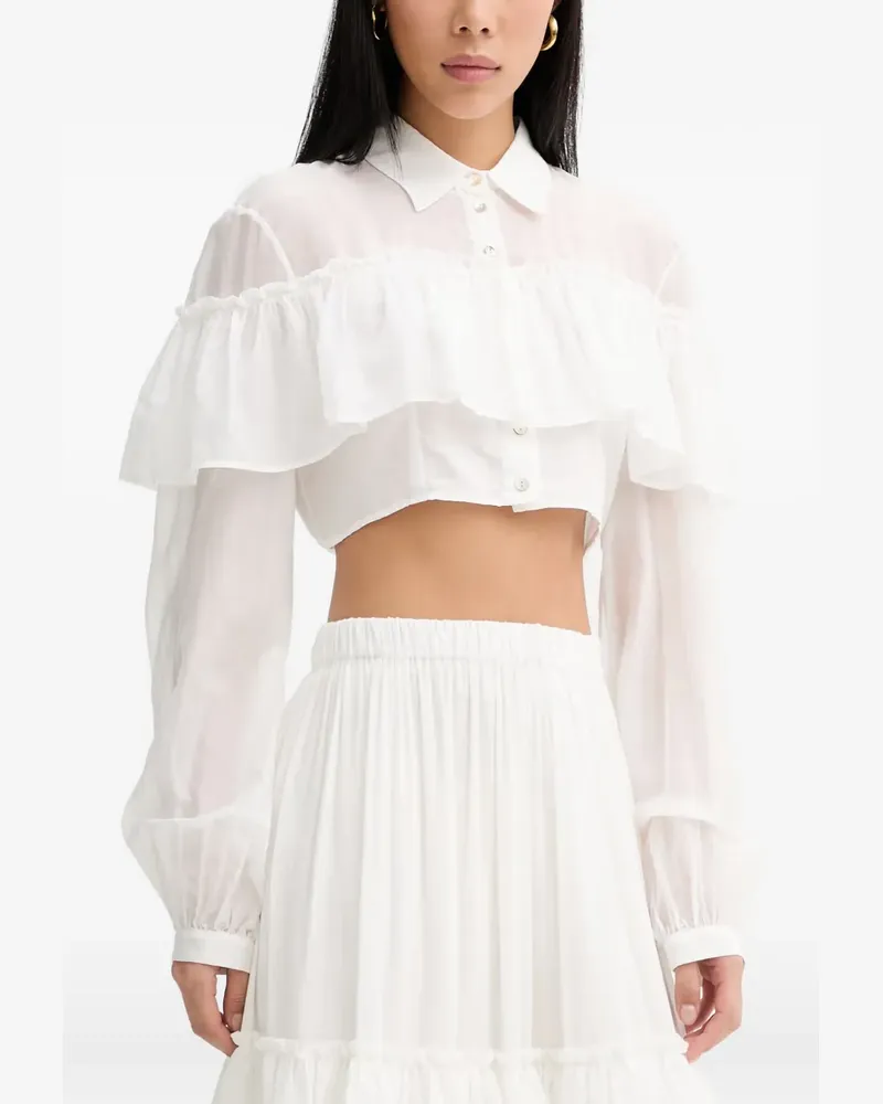 Aniye By Carmen ruffled cropped shirt - Weiß Weiß