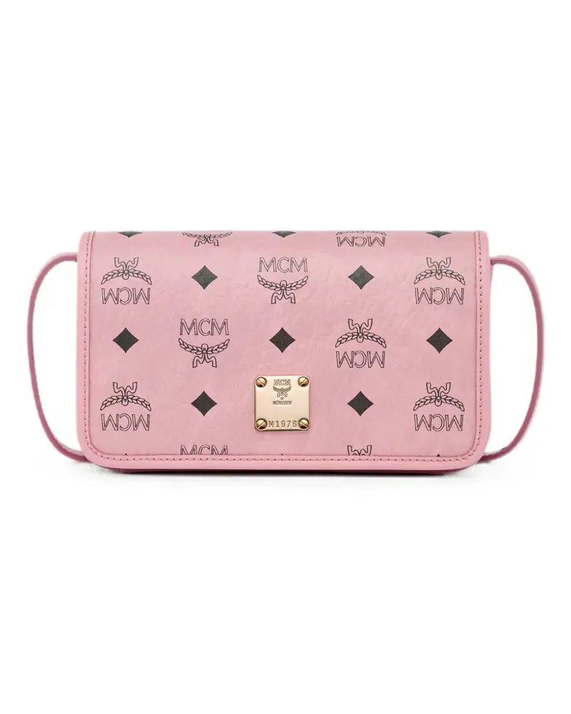 MCM Mittelgroße Aren Visetos Schultertasche - Rosa Rosa