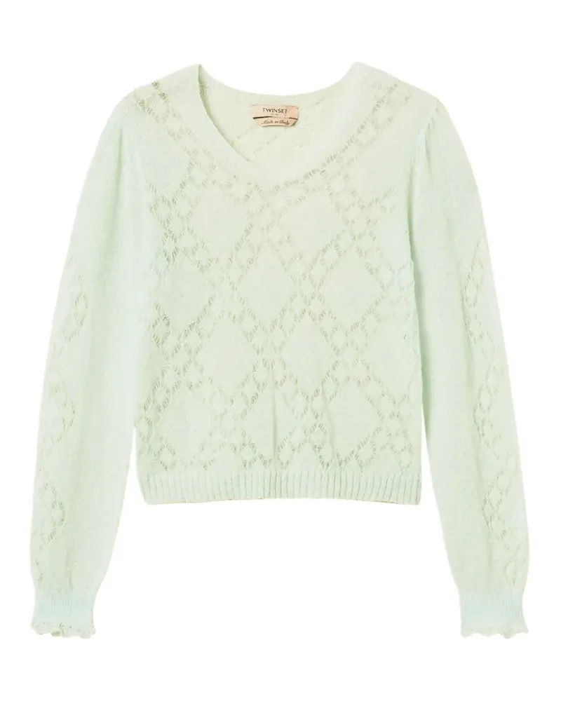 Twin-Set Pullover aus Alpakagemisch mit Rautenmuster - Grün Grün