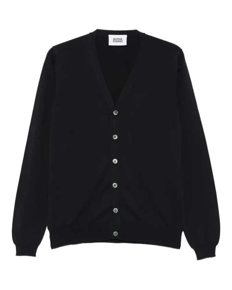Alpha Studio buttoned V-neck cardigan - Blau Blau