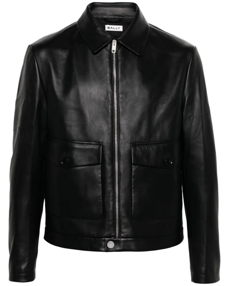 Bally Lederjacke mit Reißverschluss - Schwarz Schwarz