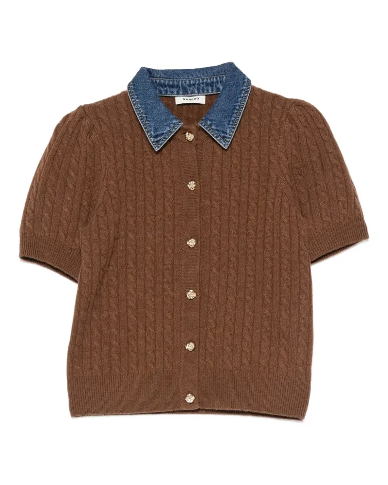 Sandro Cardigan mit Zopfmuster - Braun Braun