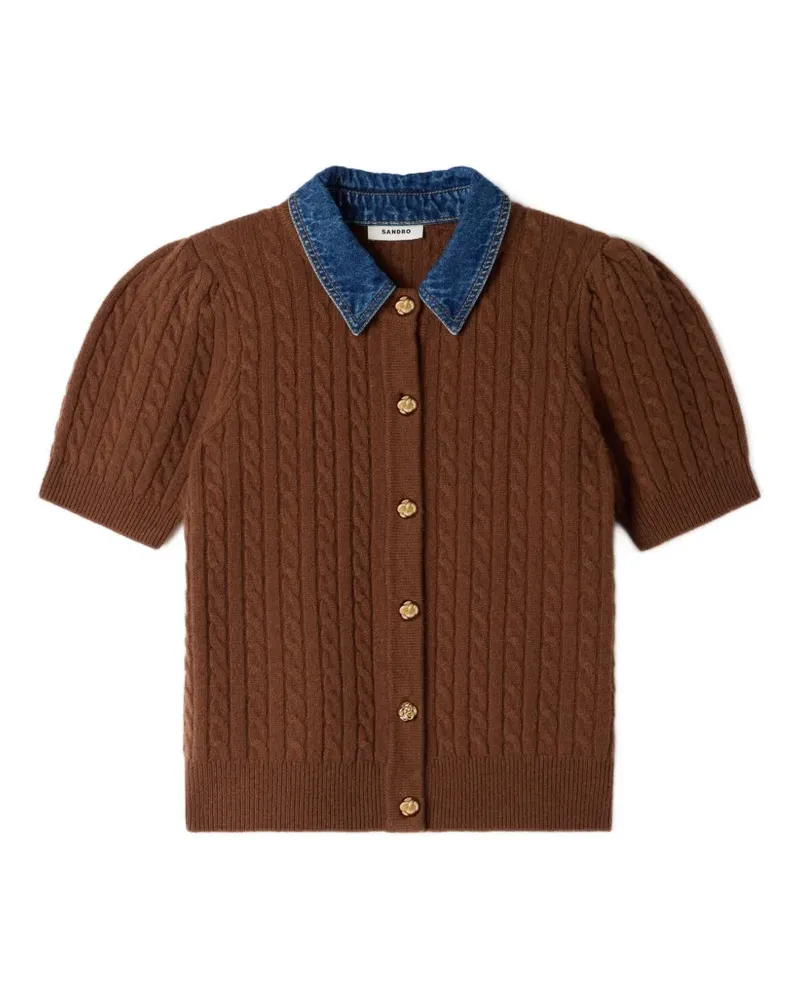 Sandro Cardigan mit Zopfmuster - Braun Braun