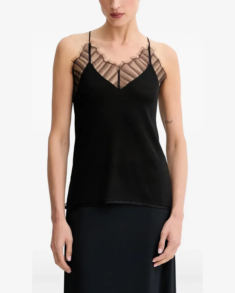 IRO lace V-neck blouse - Schwarz Schwarz