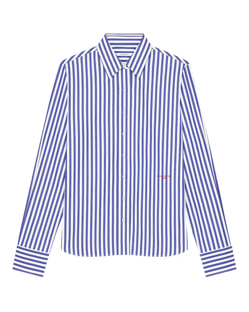 Givenchy Gestreiftes Hemd mit Logo-Stickerei - Blau Blau