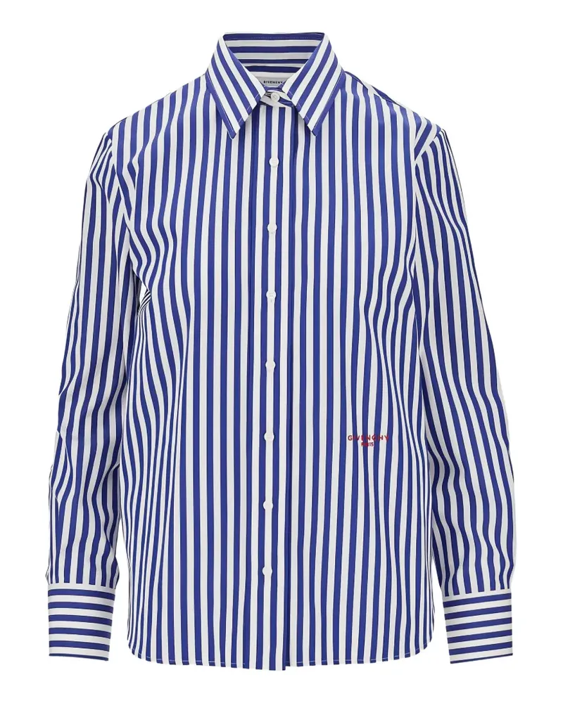 Givenchy Gestreiftes Hemd mit Logo-Stickerei - Blau Blau