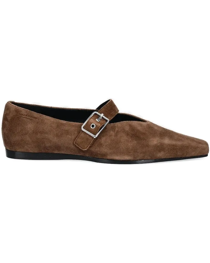 Vagabond Wildleder-Ballerinas mit Schnallenriemen - Braun Braun