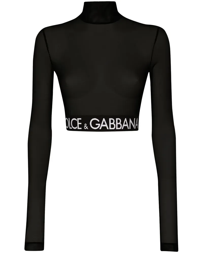 Dolce & Gabbana Rollkragenoberteil aus Tüll - Schwarz Schwarz
