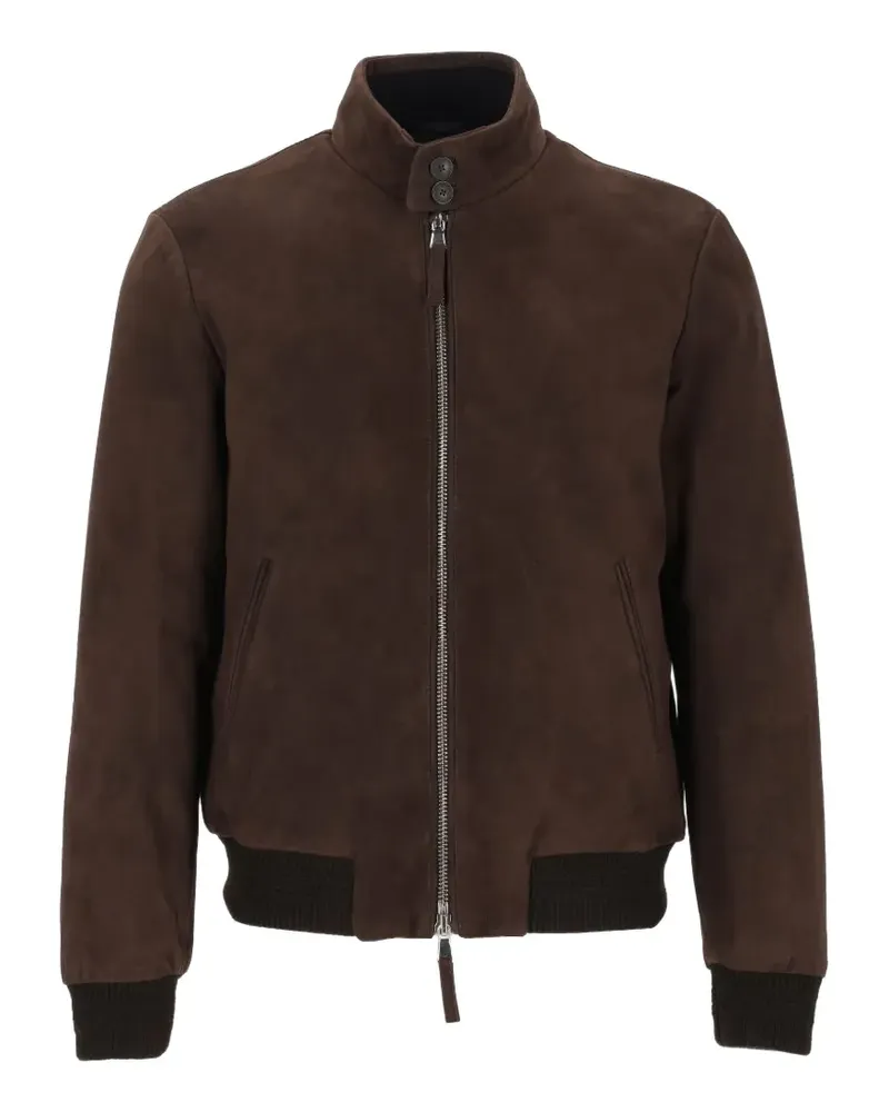 Al Duca D’Aosta 1902 zip-up suede jacket - Braun Braun