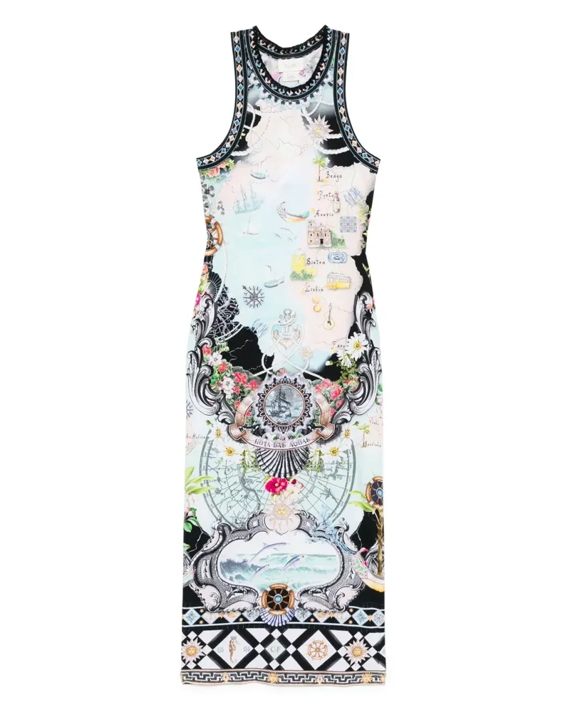 Camilla Folk Afloat Midikleid - Schwarz Schwarz