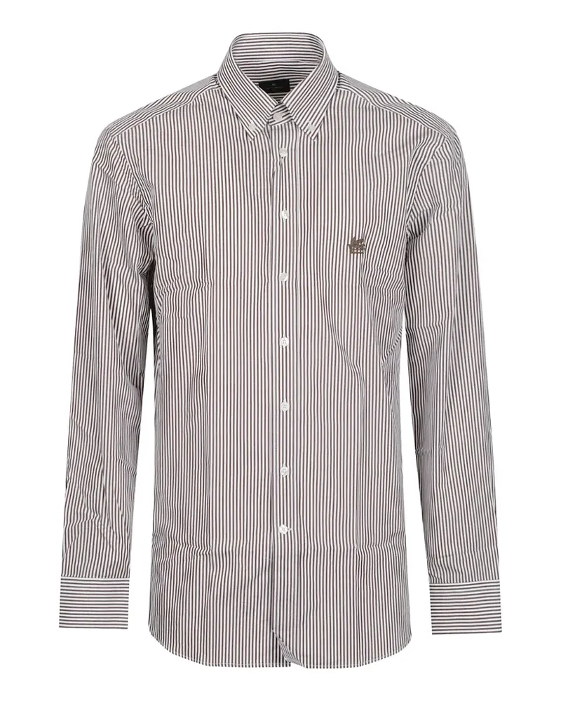 Etro striped embroidered-logo shirt - Weiß Weiß