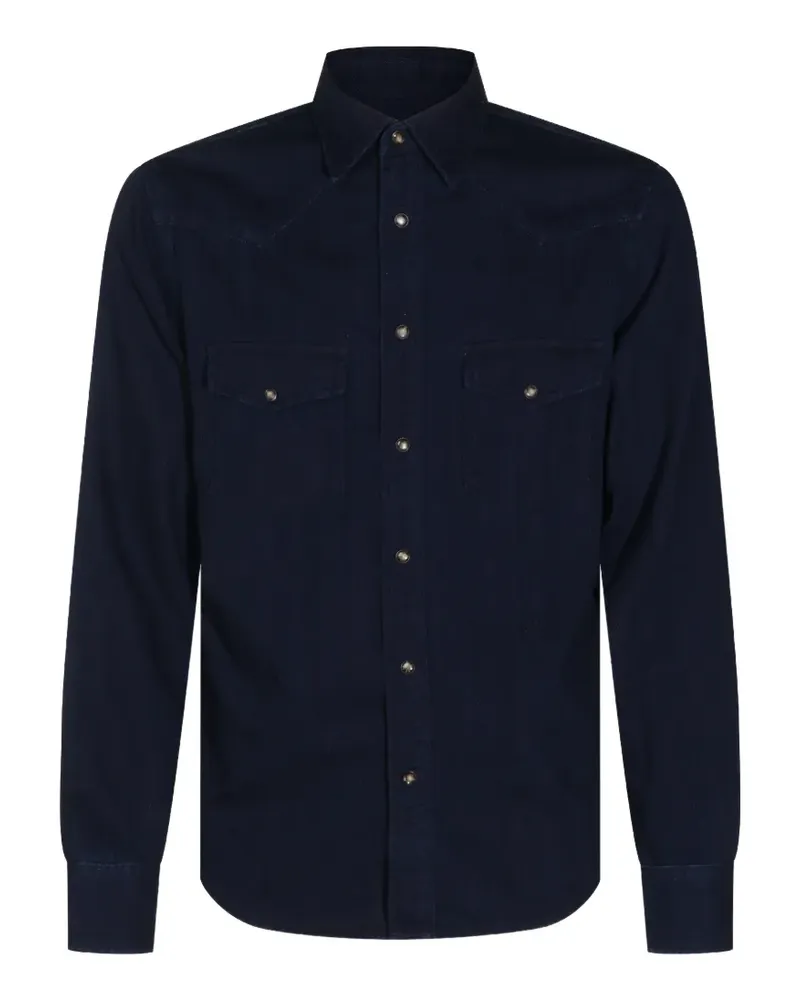 Jacob Cohën herringbone-pattern western shirt - Blau Blau