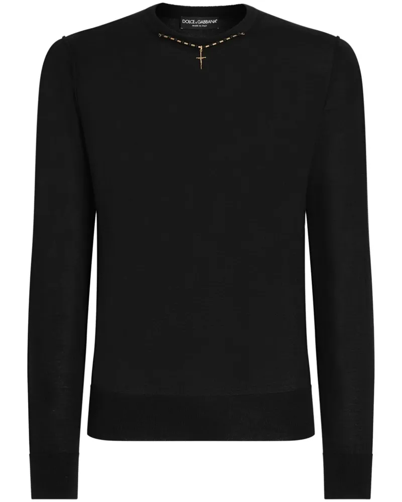 Dolce & Gabbana Pullover mit Halsketten-Applikation - Schwarz Schwarz