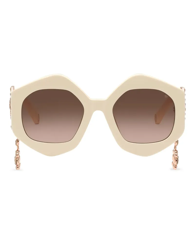 Philipp Plein Sonnenbrille mit rundem Gestell - Nude Nude
