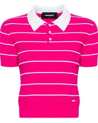 Dsquared2 Gestricktes Poloshirt mit Logo-Schild Rosa