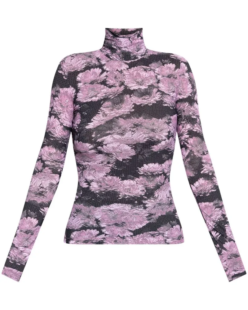 Tory Burch Rollkragenoberteil mit Blumen-Print - Violett Violett