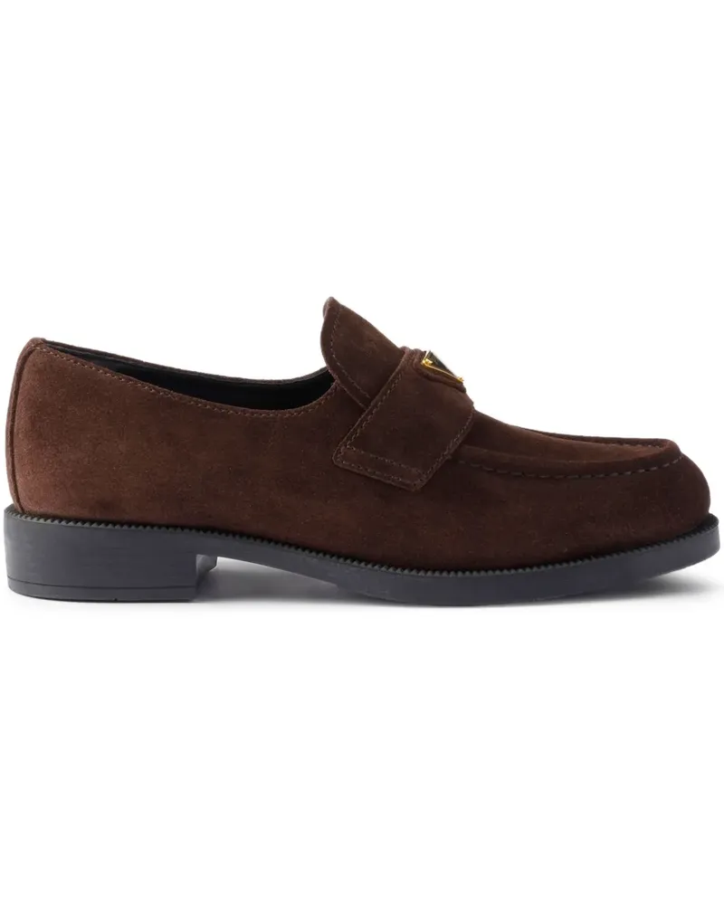 Prada Loafer aus Wildleder mit Triangel-Logo - Braun Braun