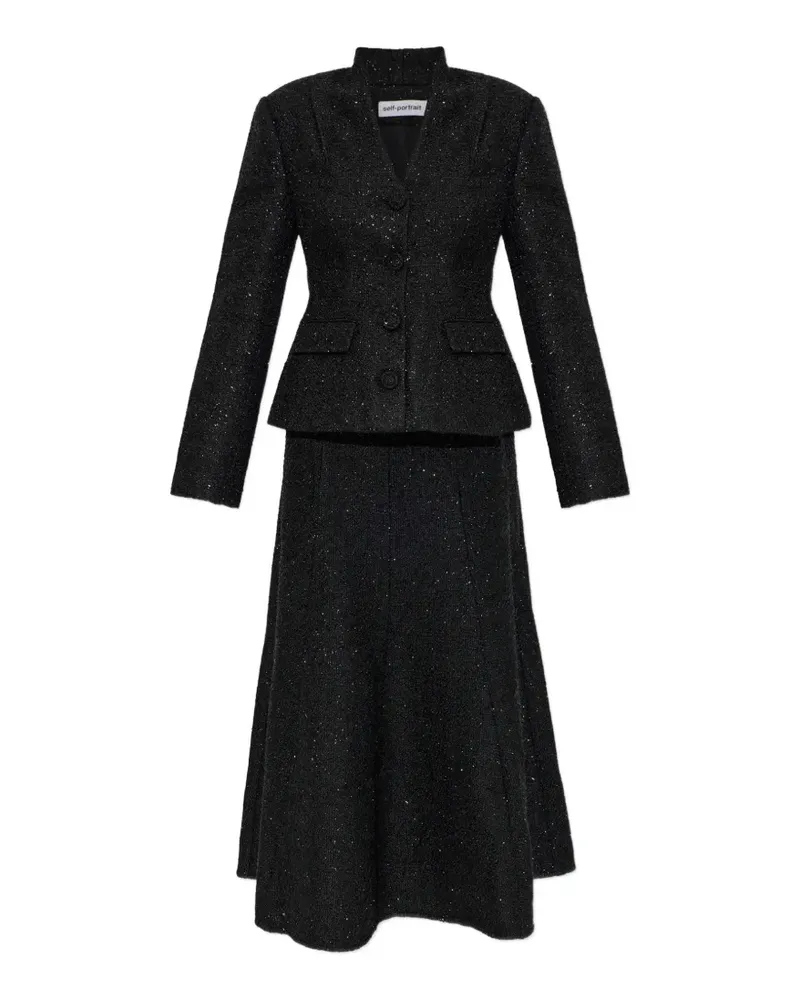 Self-Portrait Midikleid im Metallic-Look - Schwarz Schwarz