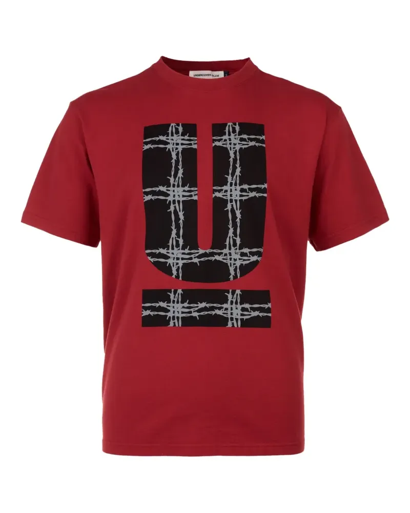 Undercover T-Shirt mit Stacheldraht-Print - Rot Rot