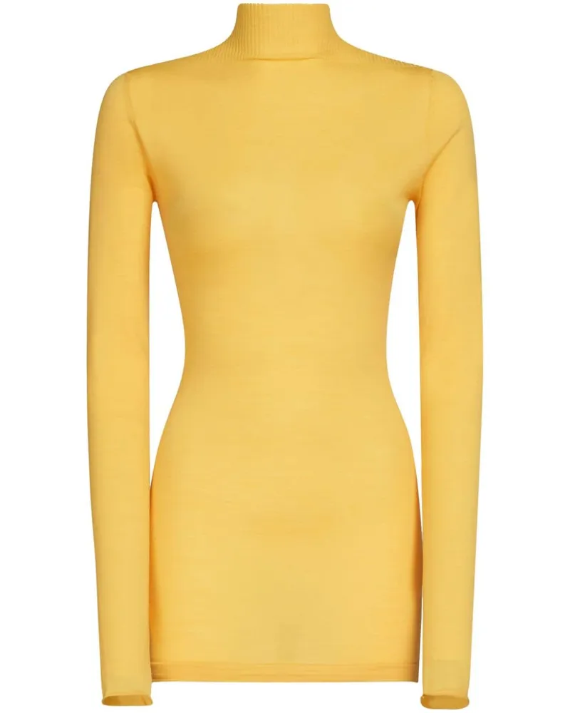 Marni Gerippter Pullover mit Stehkragen - Gelb Gelb