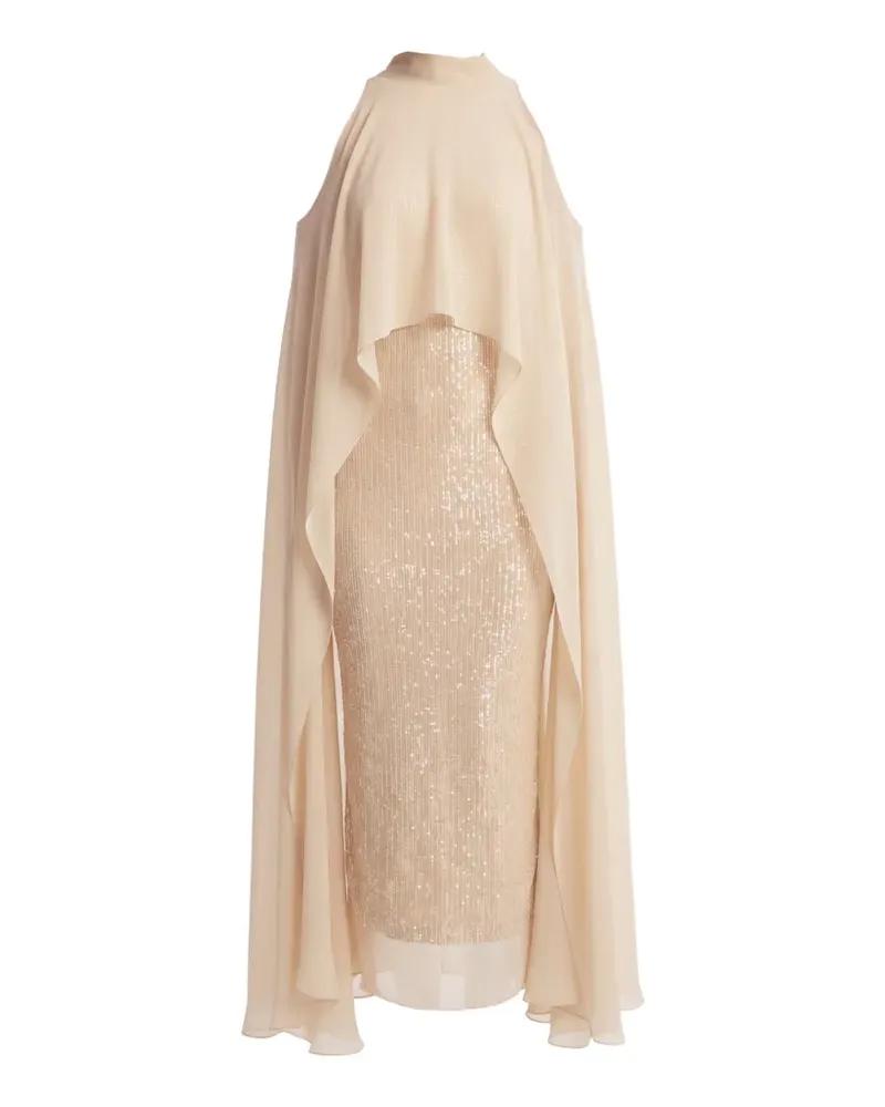 Irina Schrotter sequin-embellished cape-overlay midi dress - Nude Nude