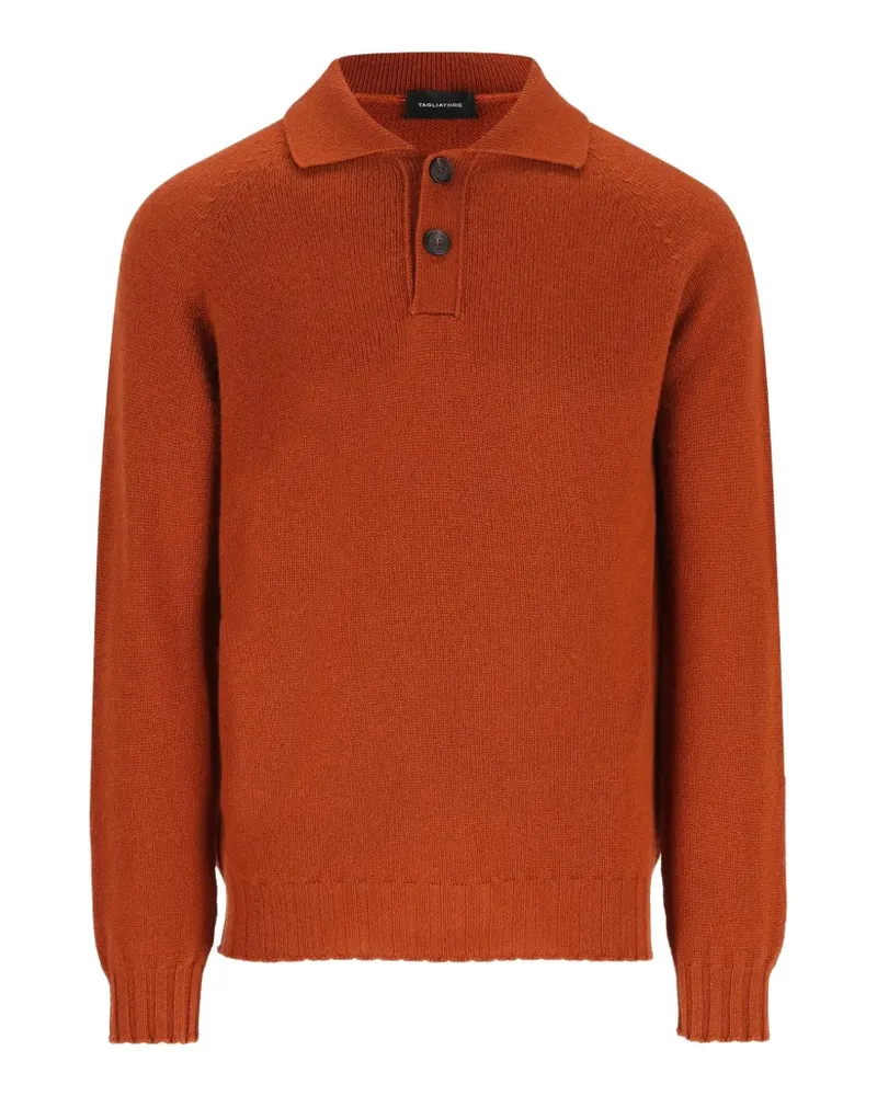 Tagliatore Pullover mit Spreizkragen und Knopfleiste - Orange Orange