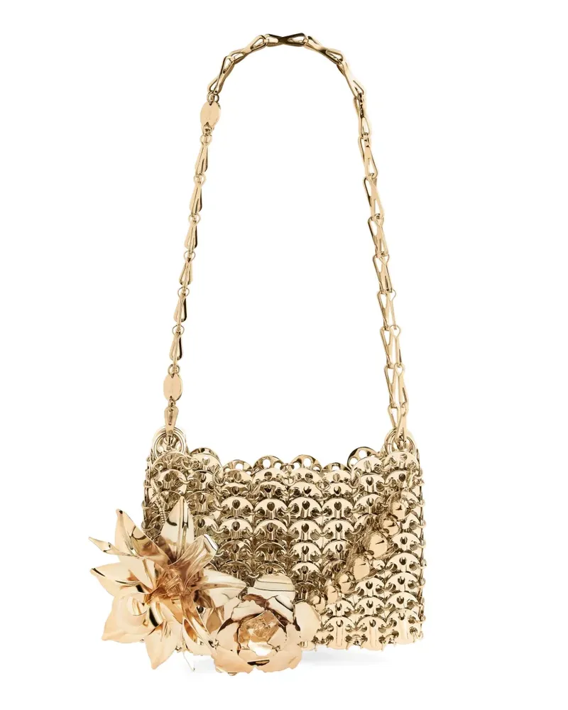 Paco Rabanne Nano 1969 Schultertasche mit Blumenapplikation - Gold Gold