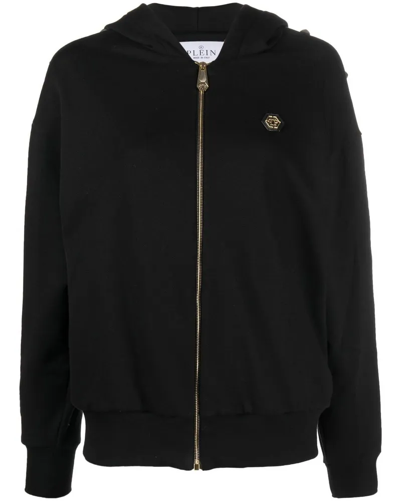 Philipp Plein Kapuzenjacke mit Nieten - Schwarz Schwarz