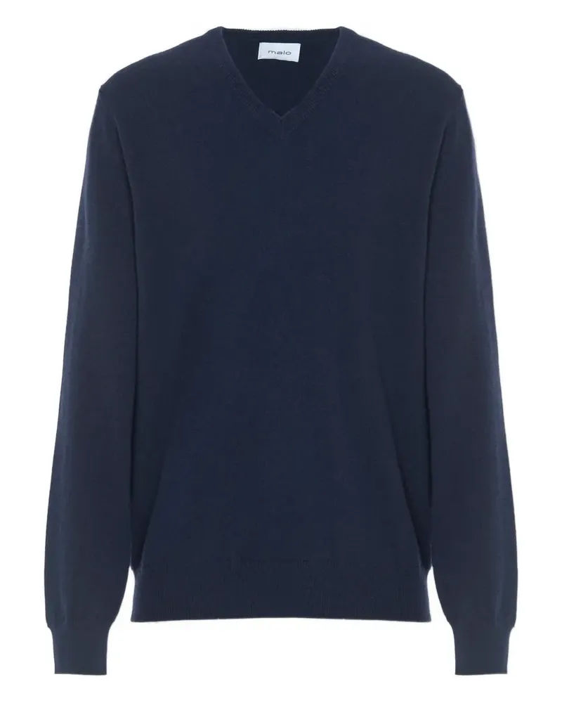 Malo Kaschmirpullover mit V-Ausschnitt - Blau Blau