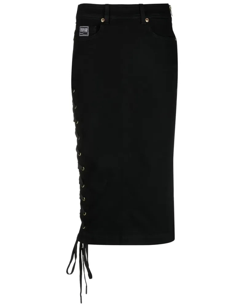 Versace Jeans Bleistiftrock mit Logo-Patch - Schwarz Schwarz