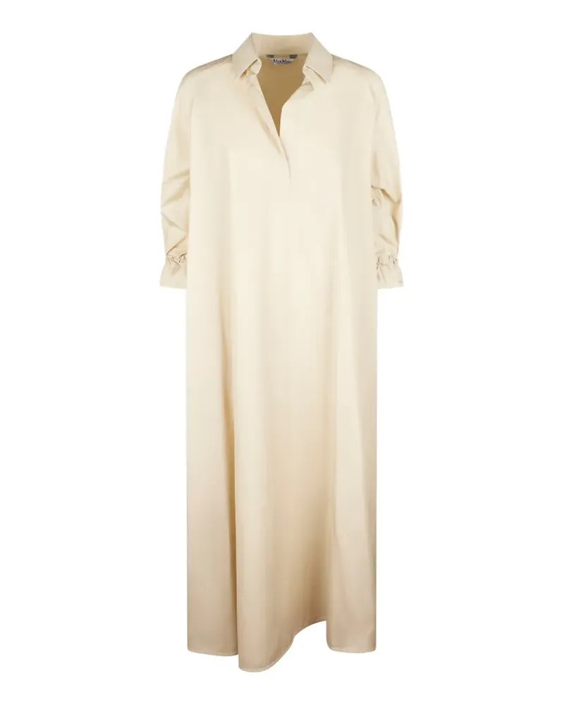 Max Mara V-neck cuffs-detail cotton dress - Nude Nude