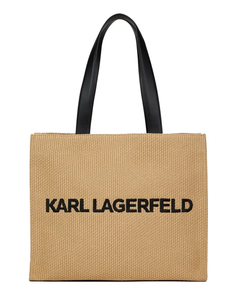 Karl Lagerfeld Essential raffia-effect tote bag - Nude Nude