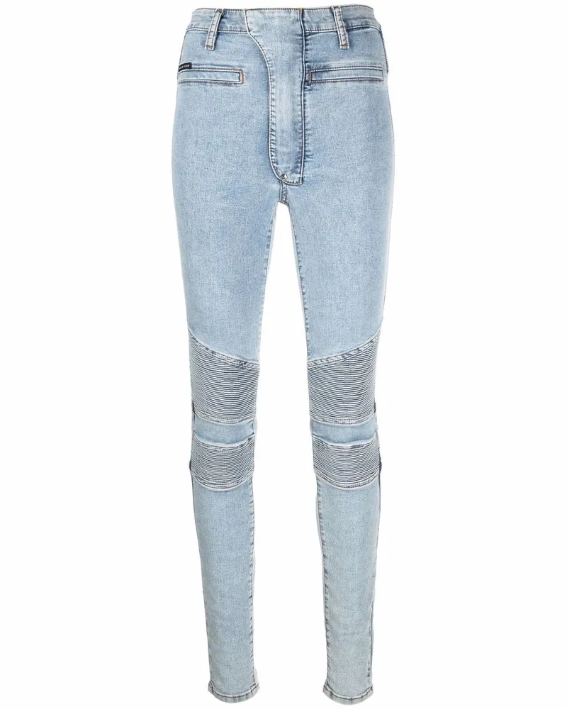 Philipp Plein Iconic Bikerjeans - Blau Blau