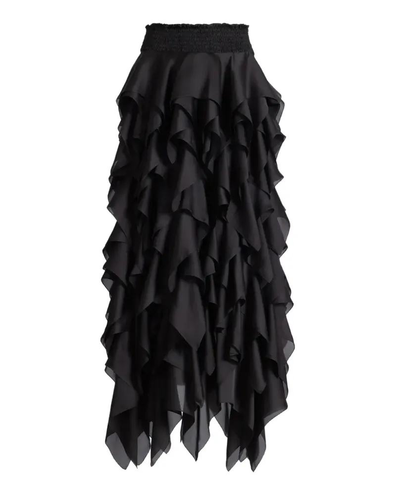 Balmain Geraffter Maxirock - Schwarz Schwarz