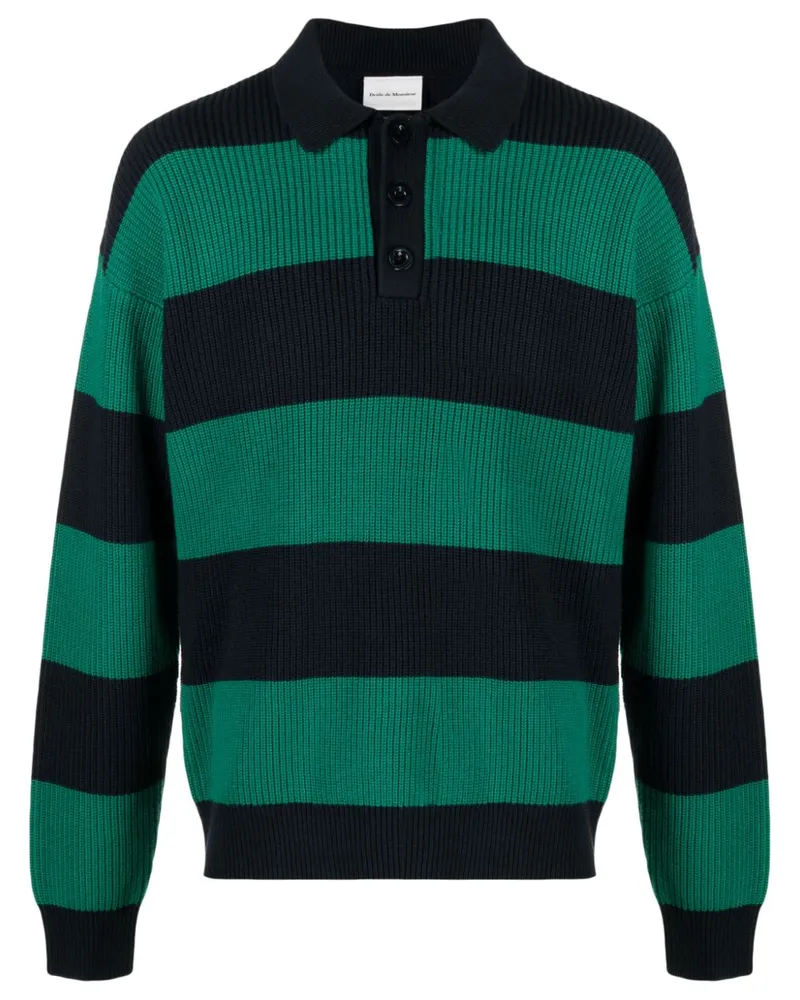 Drôle de Monsieur Gerippter Pullover mit Polokragen - Blau Blau