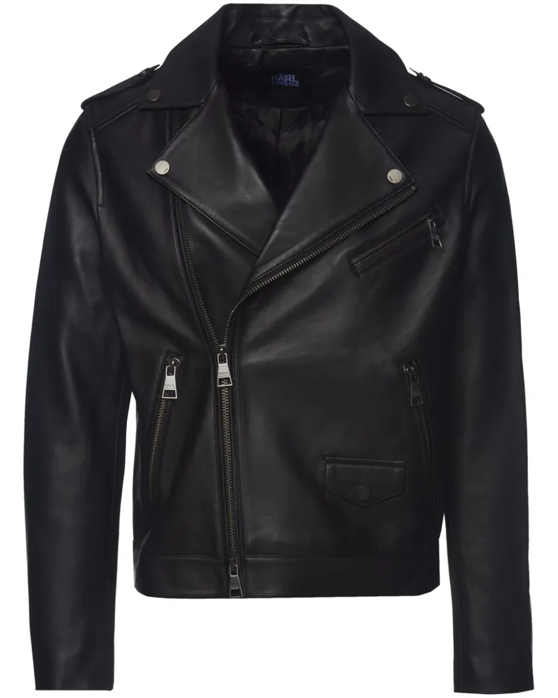 Karl Lagerfeld Bikerjacke aus Leder - Schwarz Schwarz