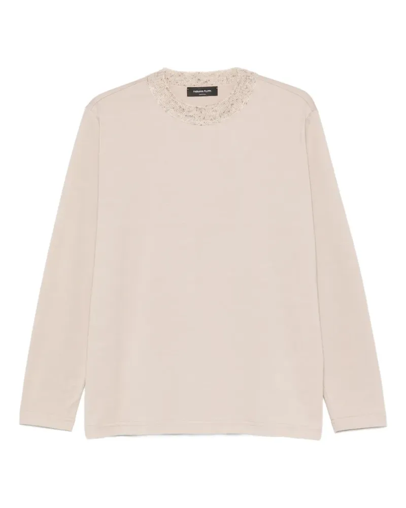 Fabiana Filippi T-Shirt mit geripptem Kragen - Nude Nude