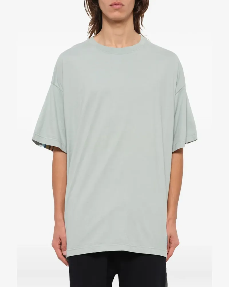 FACETASM Gestreiftes T-Shirt mit geripptem Besatz - Grau Grau