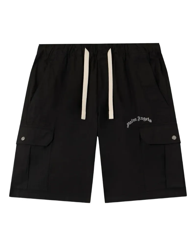 Palm Angels Curved Cargo-Shorts mit Logo-Print - Schwarz Schwarz