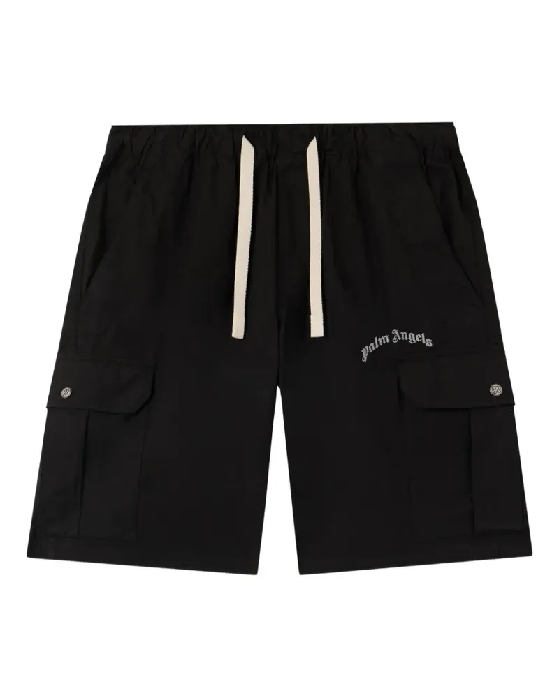 Palm Angels Curved Cargo-Shorts mit Logo-Print - Schwarz Schwarz