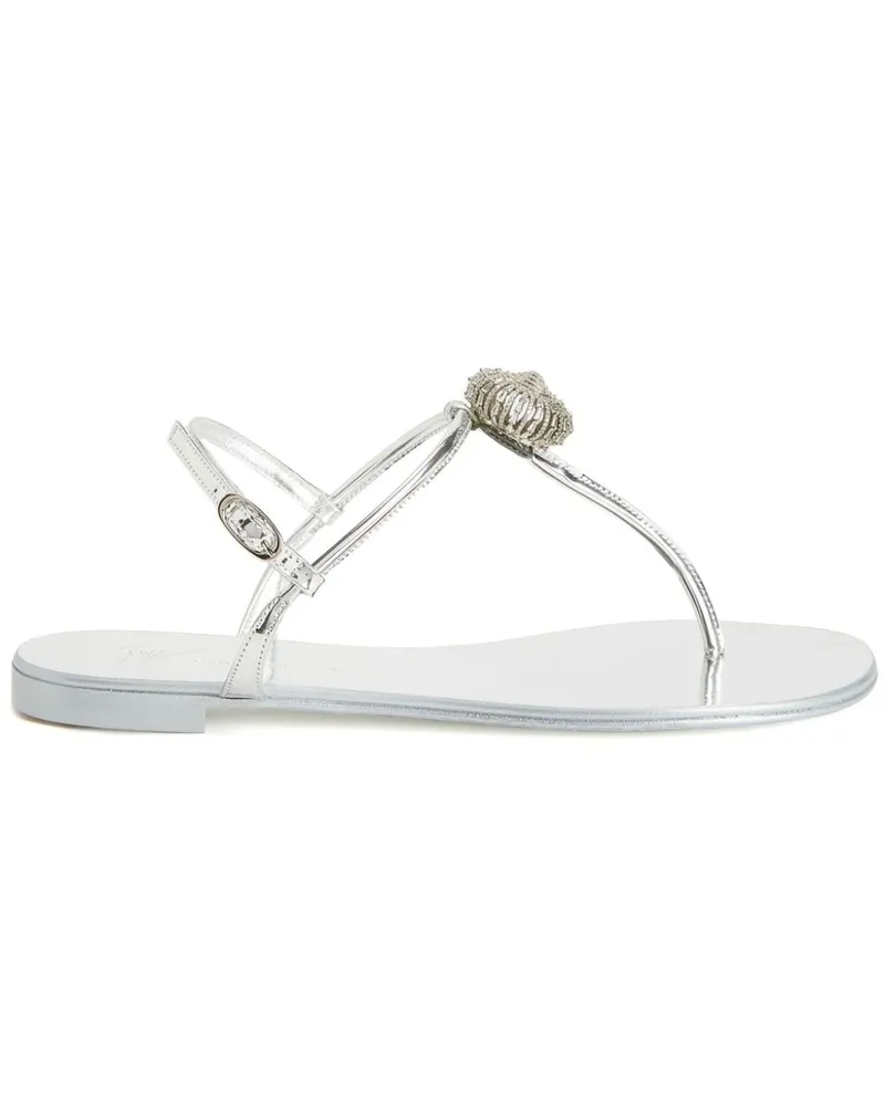 Giuseppe Zanotti Flache Sandalen Silber