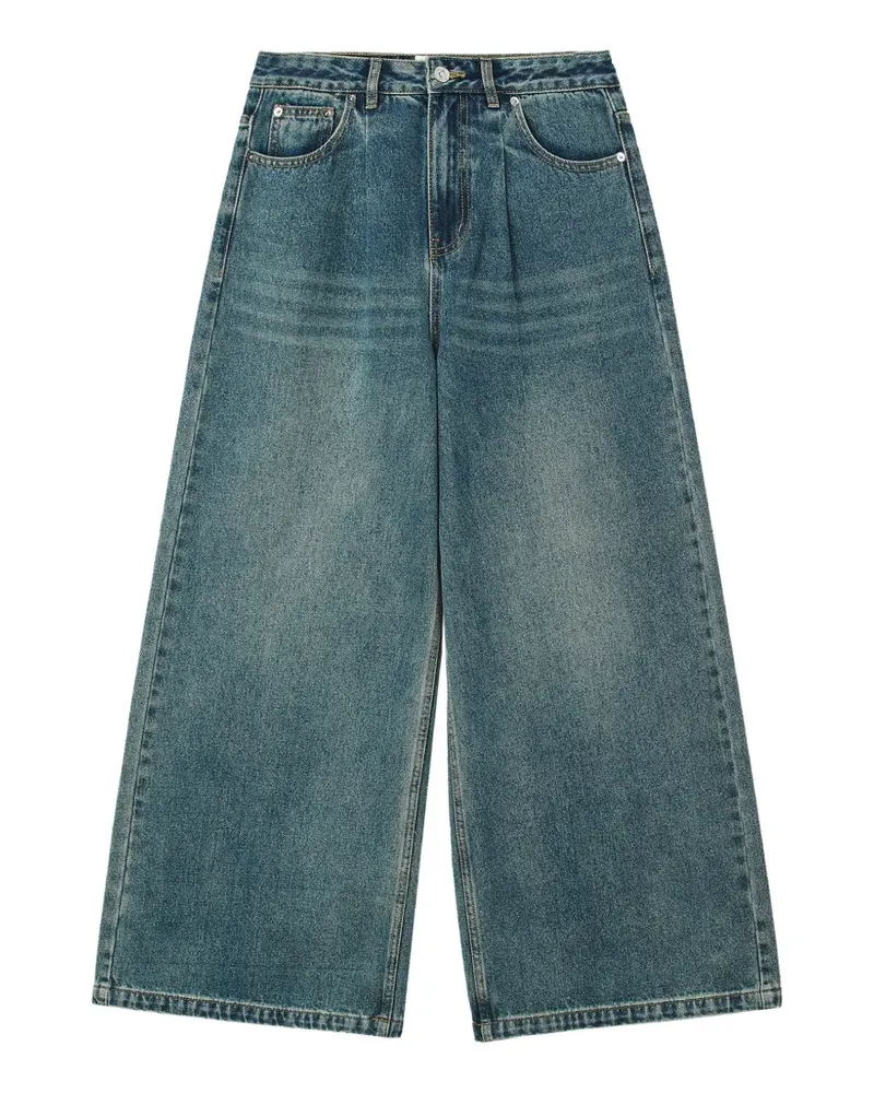 b+ab Weite Jeans mit Bundfalten - Blau Blau