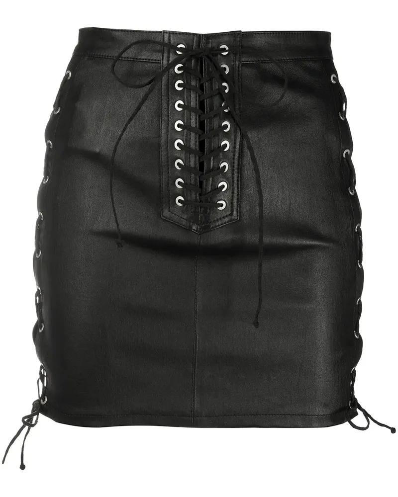 Unravel Minirock aus Leder - Schwarz Schwarz