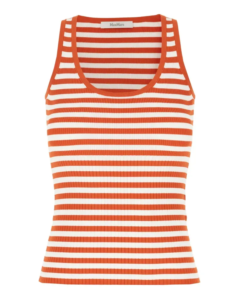 Max Mara Ghiro striped ribbed-knit top - Orange Orange