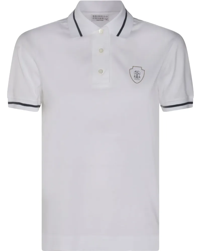 Brunello Cucinelli Tennis Poloshirt mit Logo - Weiß Weiß