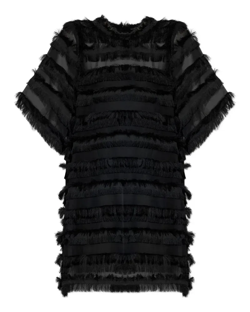 MUNTHE Semi-transparentes Lipona Minikleid mit Fransen - Schwarz Schwarz