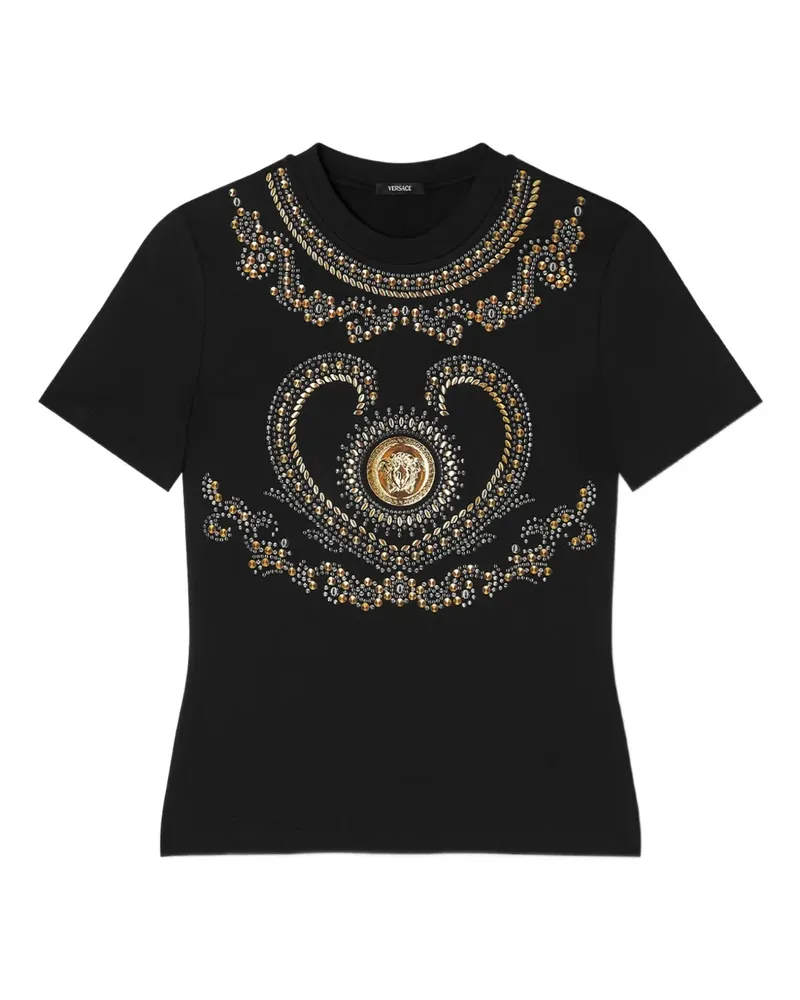 Versace T-Shirt mit Kristallen - Schwarz Schwarz